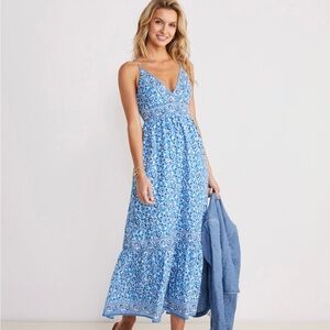 Vineyard Vines Katama Blue Tile Print Sconset Maxi Size XL NWT